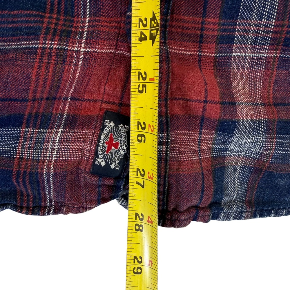 Desert Son Flag & Anthem Plaid Flannel Pearl Snap Button Rustic Cowboy Western - Picture 6 of 12